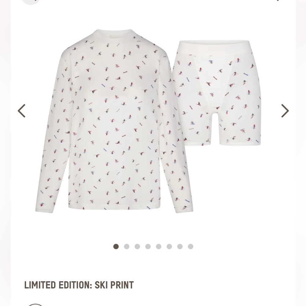 SKIMS ski print Christmas long sleeve and boxer set